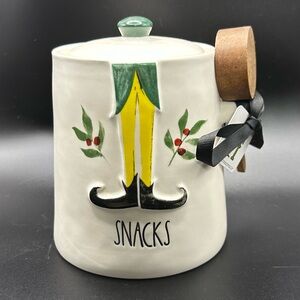 Rae Dunn coffee snack canisters White Artisan Collection with Elf Logo